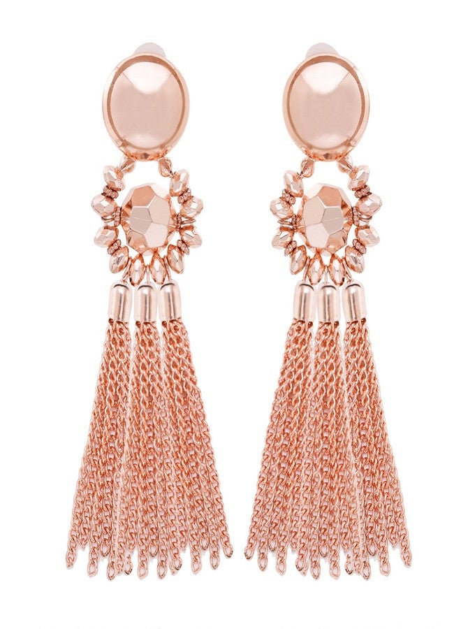 MOLOCH Bohemian Tassel Chandelier Dangle Earring For Women Clip On Earrings Long Drop Statement Earrings, Metal, No Gemstone - Image 1