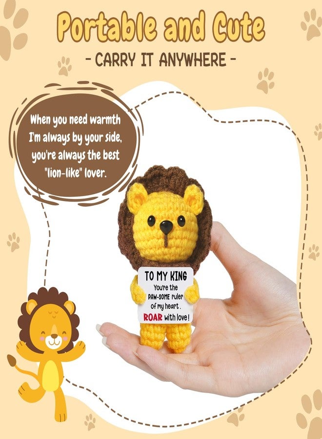 Hudiegify Gifts for Men Christmas, Cute Handmade Emotional Support Crochet Lion, Anniversary Valentines Day Birthday for Him Boyfriend Husband, to My King Gifts for Men - Image 3