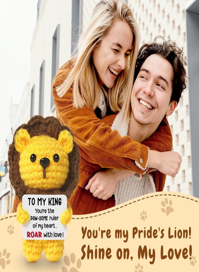 Hudiegify Gifts for Men Christmas, Cute Handmade Emotional Support Crochet Lion, Anniversary Valentines Day Birthday for Him Boyfriend Husband, to My King Gifts for Men - Image 2