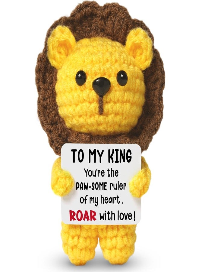 Hudiegify Gifts for Men Christmas, Cute Handmade Emotional Support Crochet Lion, Anniversary Valentines Day Birthday for Him Boyfriend Husband, to My King Gifts for Men - Image 1