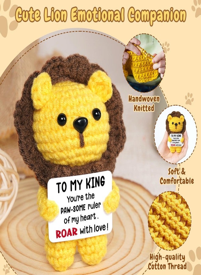 Hudiegify Gifts for Men Christmas, Cute Handmade Emotional Support Crochet Lion, Anniversary Valentines Day Birthday for Him Boyfriend Husband, to My King Gifts for Men - Image 4