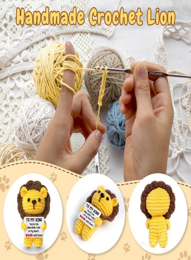 Hudiegify Gifts for Men Christmas, Cute Handmade Emotional Support Crochet Lion, Anniversary Valentines Day Birthday for Him Boyfriend Husband, to My King Gifts for Men - Image 5