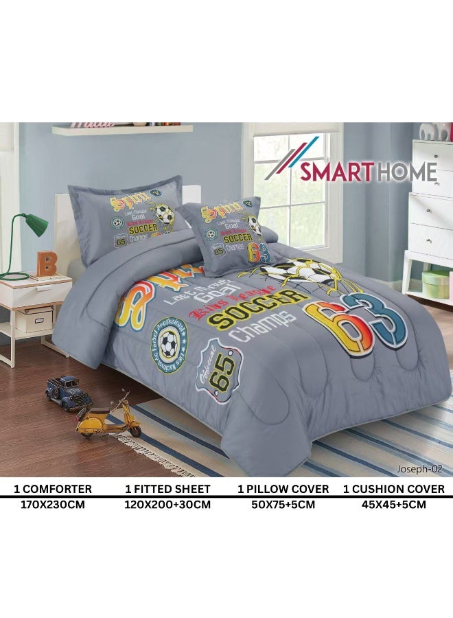 SMART HOME Modern Design 4-Piece Bedspread Set (Filled Bedspread 170x230cm + Mattress Protector 120x200+30cm + Pillowcase + Square Pillow Cover) - Luxury Youth Bedspread Set for Bedrooms and Students - Image 3