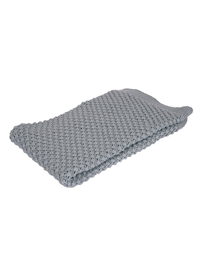 Alina Blanket 100% Cotton Knitted (Mini Popcorn Sea Blue ) - Image 1