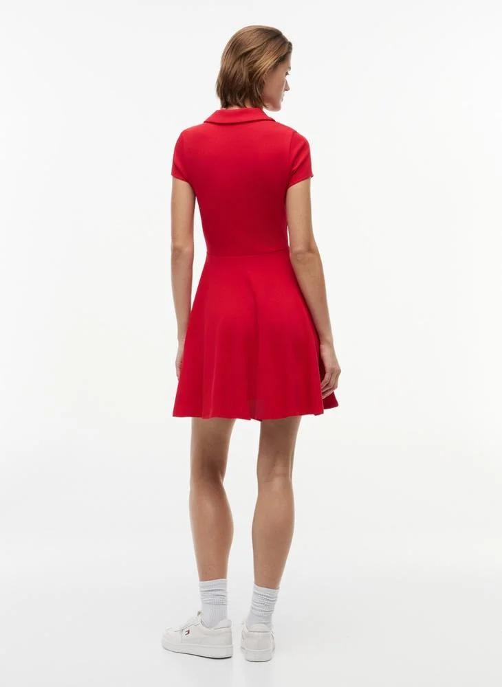 تومي جينز Ribbed Fit And Flare Mini Polo Dress
