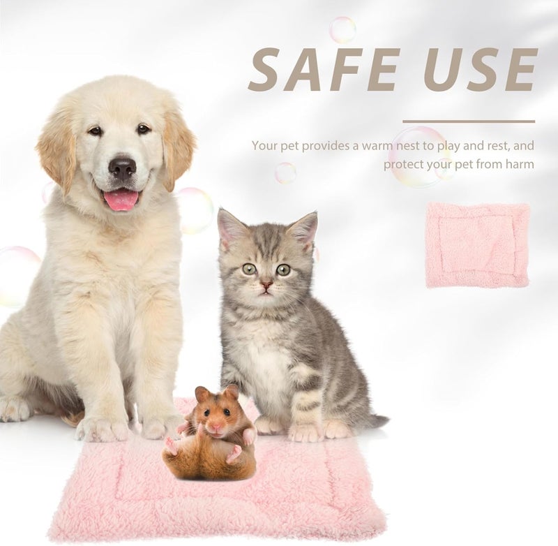 VILLCASE Large Pink Sherpa Pet Sleeping Mat Thickened Warm Cushion for Small Animals Hamsters Chinchillas Guinea Pigs Cozy Nest Pad - Image 5