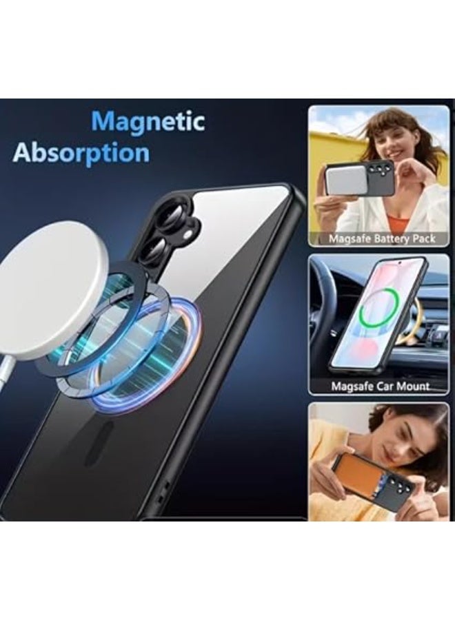 Clear Magnetic Case for Samsung Galaxy A16 Wireless Charging Compatible Shockproof Transparent Cover Strong Magnet Slim Protective Case Grey - Image 2
