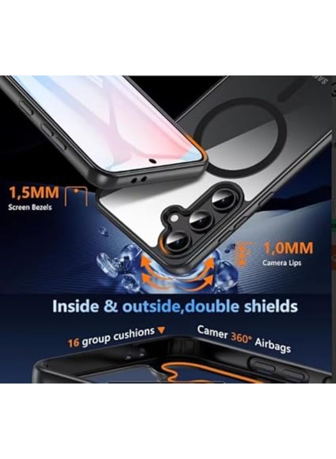 Clear Magnetic Case for Samsung Galaxy A16 Wireless Charging Compatible Shockproof Transparent Cover Strong Magnet Slim Protective Case Grey - Image 3