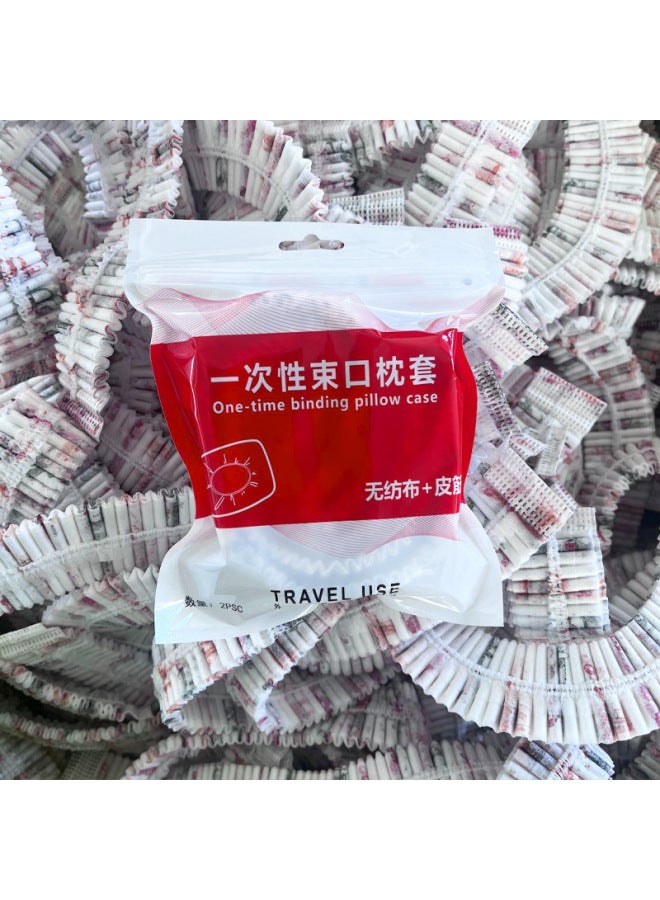 Disposable tight pillowcase for travel, anti-dirt, hotel, train, sleeper, tight pillowcase, homestay, beauty salon, portable - color: individually wrapped elastic type random printing - specification: 5 pieces - Image 1