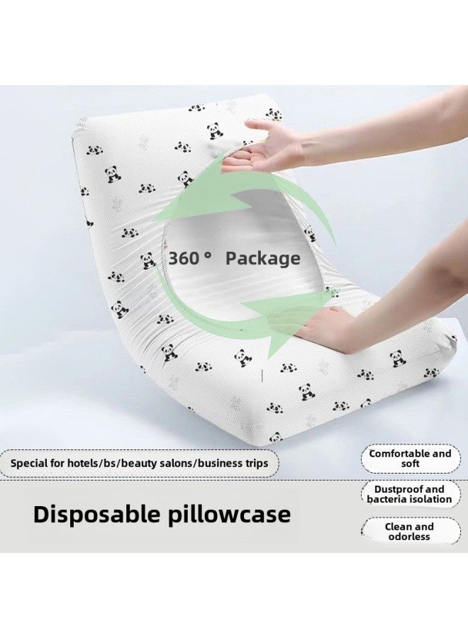Disposable tight pillowcase for travel, anti-dirt, hotel, train, sleeper, tight pillowcase, homestay, beauty salon, portable - color: individually wrapped elastic type random printing - specification: 5 pieces - Image 3