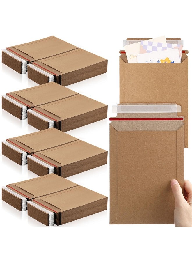 Fainne 200 Pieces 6X8 Inches Lightweight Photo Mailer Self Adhesive Cardboard Mailers Document Mailers Standard Envelope 250Gsm Shipping Envelopes Photography Mailers For Documents, Cd(Kraft Color) - Image 1