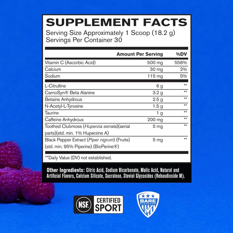 Bare Performance Nutrition مكمل الطاقة قبل التمرين من بار بيرفورمانس نيوترشن BPN فلايت يدعم الطاقة والتركيز الذهني والتحمل المحسن وضخ العضلات مع كارنو سين بيتا ألانين توت أزرق 30 حصة - Image 2