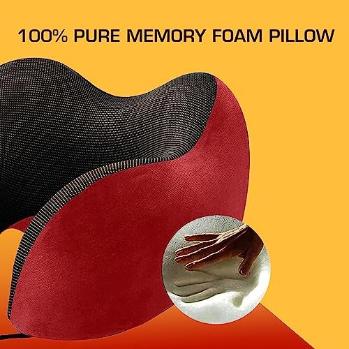 Billebon Extra Soft Memory Foam Luxury Travel Neck Support Rest Pillow with Soft Washable & Removable Cover, Multipurpose Comfortable Travel Pillow for Airplane (Red) - Image 4