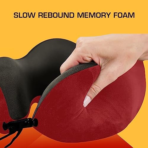 Billebon Extra Soft Memory Foam Luxury Travel Neck Support Rest Pillow with Soft Washable & Removable Cover, Multipurpose Comfortable Travel Pillow for Airplane (Red) - Image 5