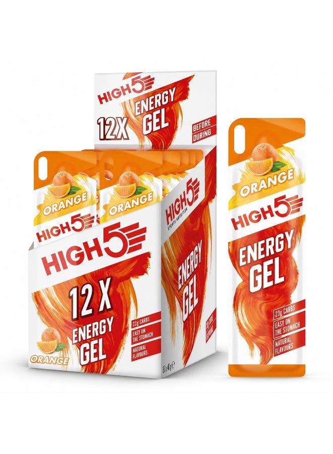 HIGH5 Energy Gel Orange  23g Carbs, Easy on Stomach, Natural Flavours | Running & Cycling Sports Nutrition (12 x 40g) - Image 1