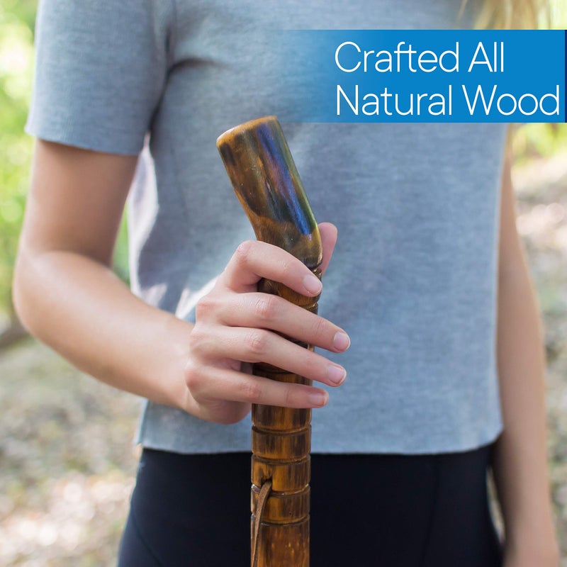 RMS Natural Wood Walking Stick - 48 Inch Handcrafted Wooden Hiking Stick - Assisting Men or Women with Disability or Limited Mobility (Grooved Handle, 48 Inch) - Image 2
