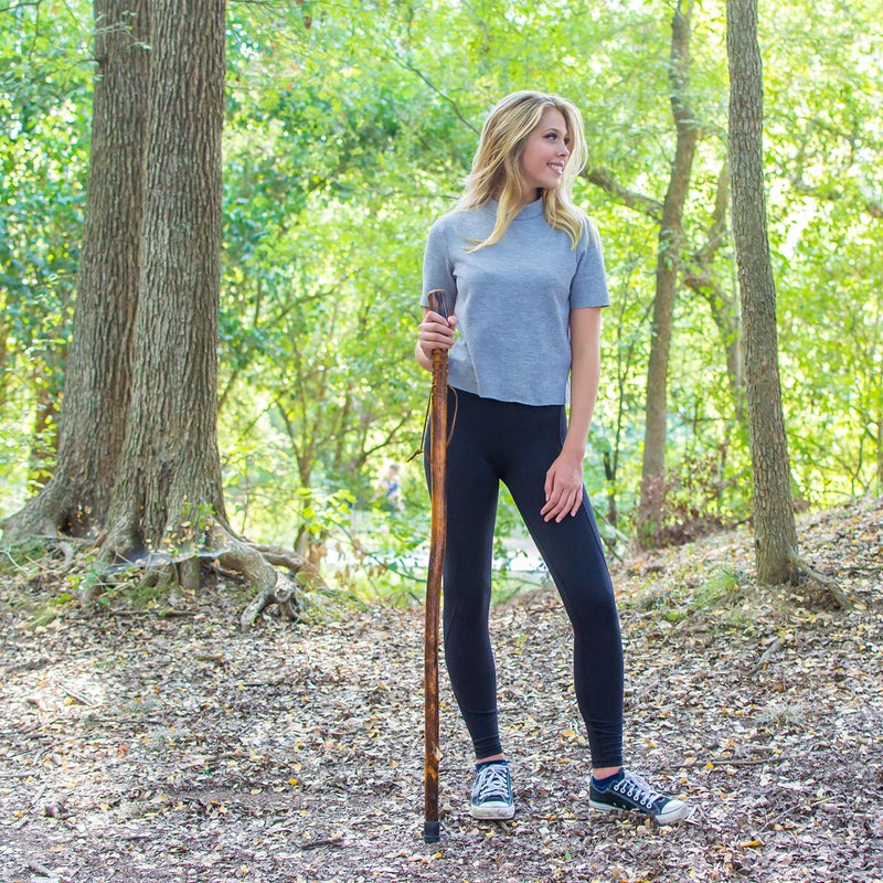 RMS Natural Wood Walking Stick - 48 Inch Handcrafted Wooden Hiking Stick - Assisting Men or Women with Disability or Limited Mobility (Grooved Handle, 48 Inch) - Image 3
