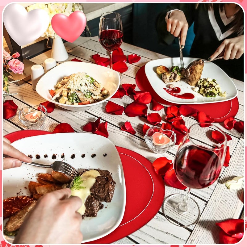 Gandeer 6 Pcs Valentines Day Heart Placemats Red Heart Embroidered Made with Love 14 Inch Valentines Table Mats Washable Table Mats for Dating Anniversary Wedding Party Kitchen Dining Decoration - Image 4