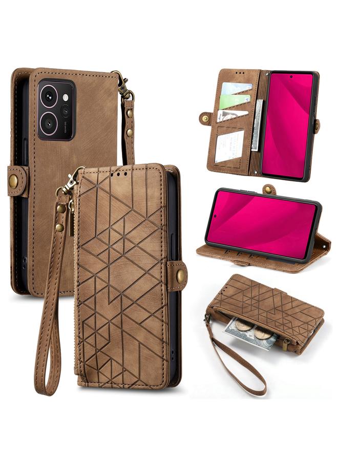 Zaboon Case For HMD Skyline Geometric Zipper Wallet Side Buckle Leather Phone Case - Image 1