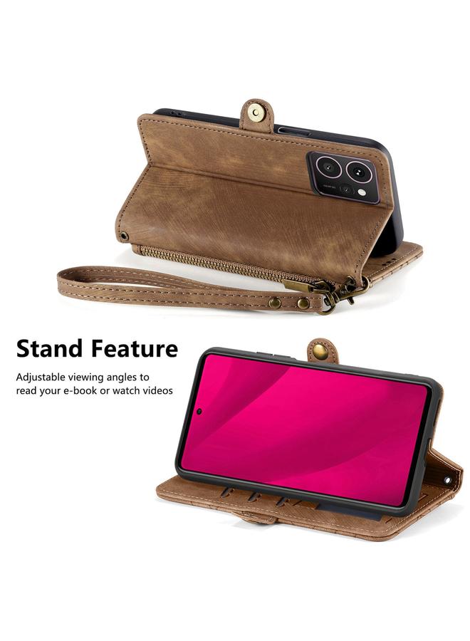 Zaboon Case For HMD Skyline Geometric Zipper Wallet Side Buckle Leather Phone Case - Image 4