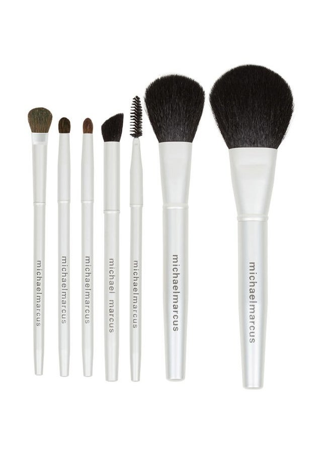 Michael Marcus - Michael Marcus Essential Full Size Makeup Brush Set - 7 Piece Kit Including Powder, Eyeshadow, Smudge, Eye Contour, Blush, Eye Detail & Mascara Brushes & - Cruelty Free Beauty Products & Tools - Image 1