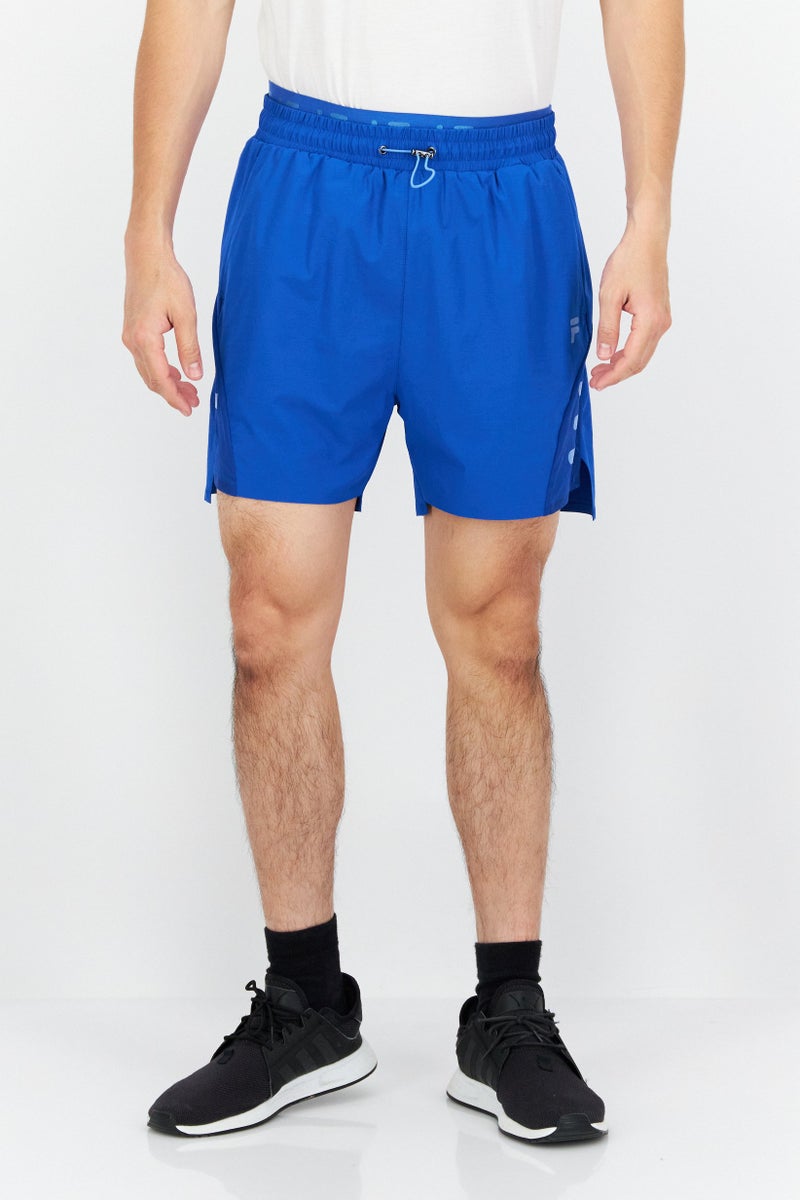 FILA شورتات تدريب رياضية للرجال بشعار العلامة التجارية، أزرق - Image 1