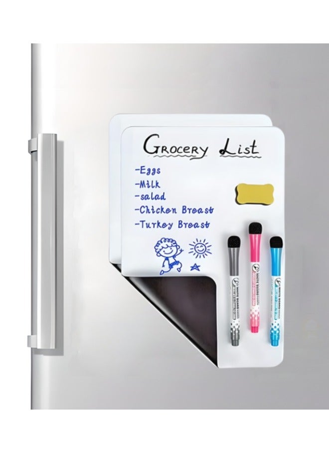 Generic 2Pcs Magnetic White Board with 3 Marker Pen, Versatile Dry Erase Board with 1 Eraser for DIY Projects, Smooth Surface for Easy Cutting, Perfect for Family Interaction and Creative Learning  - Image 1