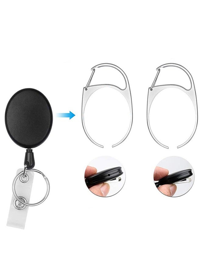 Badge Holders, 2 Pack Heavy Duty Retractable Reel Clips Set with Carabiner Reel Clip, Upgraded Retractable Badge Reel and Vertical Leather ID Card Holder, Black - Image 5