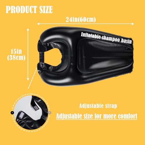 JFGLORIX Hair Washing Basin for Bedridden Inflatable Hair Washing Sink for Wheelchair Portable Shampoo Bowls at Home for Handicapped, Kids - Image 2