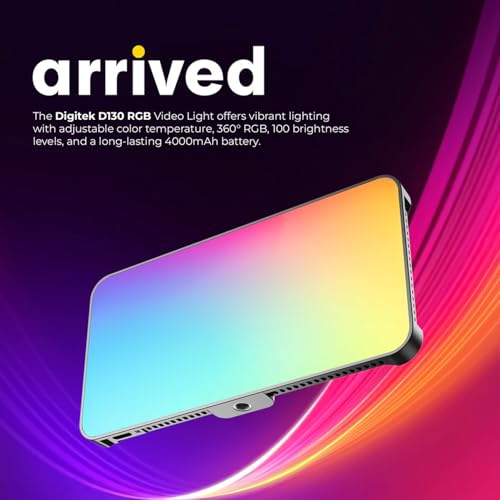 Digitek (LED-D130 RGB) 12W Portable Video LED Light, 130pcs LED with 2500K±9900K, Built-in 4000mAh Battery, 21 FX Modes, HSI 360°, 0-100% Brightness Control, 1/4" Screw Mount, for Photo & Videography - Image 2