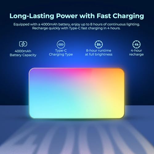 Digitek (LED-D130 RGB) 12W Portable Video LED Light, 130pcs LED with 2500K±9900K, Built-in 4000mAh Battery, 21 FX Modes, HSI 360°, 0-100% Brightness Control, 1/4" Screw Mount, for Photo & Videography - Image 4