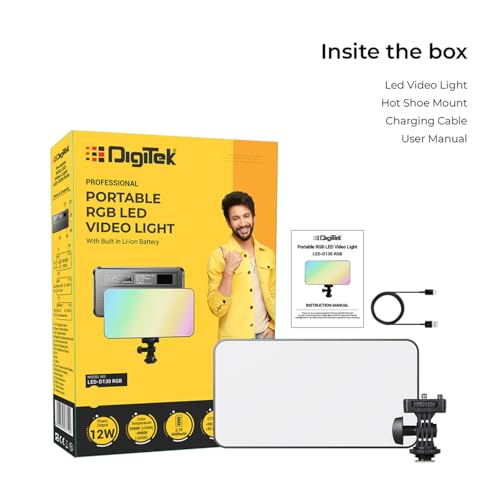 Digitek (LED-D130 RGB) 12W Portable Video LED Light, 130pcs LED with 2500K±9900K, Built-in 4000mAh Battery, 21 FX Modes, HSI 360°, 0-100% Brightness Control, 1/4" Screw Mount, for Photo & Videography - Image 3