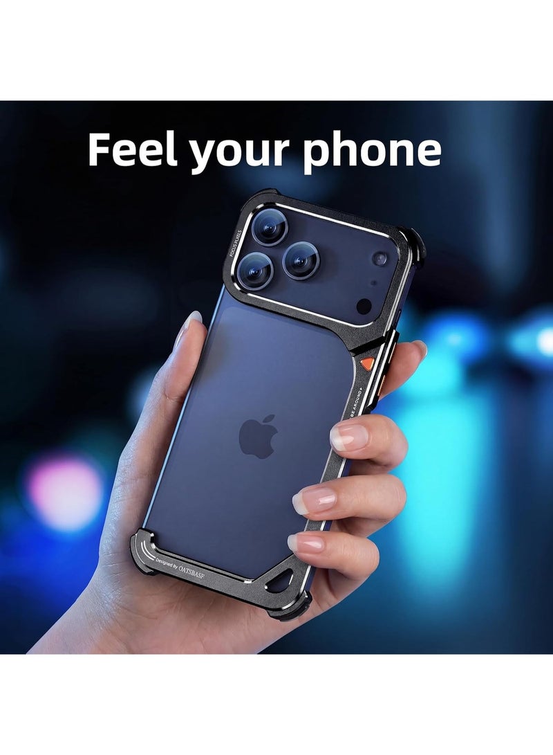 أوتس باسف جراب لهاتف iPhone 18 Pro / iPhone 17 Pro، مزود بحامل، تصميم مفتوح من الخلف، إطار من الألومنيوم، وحماية ضد الصدمات عند الزوايا الأربع. - Image 5