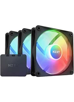 NZXT NZXT F120 RGB Core Hub-Mounted Fans with RGB Controller, High Airflow & Static Pressure, Up to 1800 RPM Speed, FDB, 78.86 CFM Airflow, Sync Lighting with Controller, Triple Pack, Black | RF-C12TF-B1  - Image 1