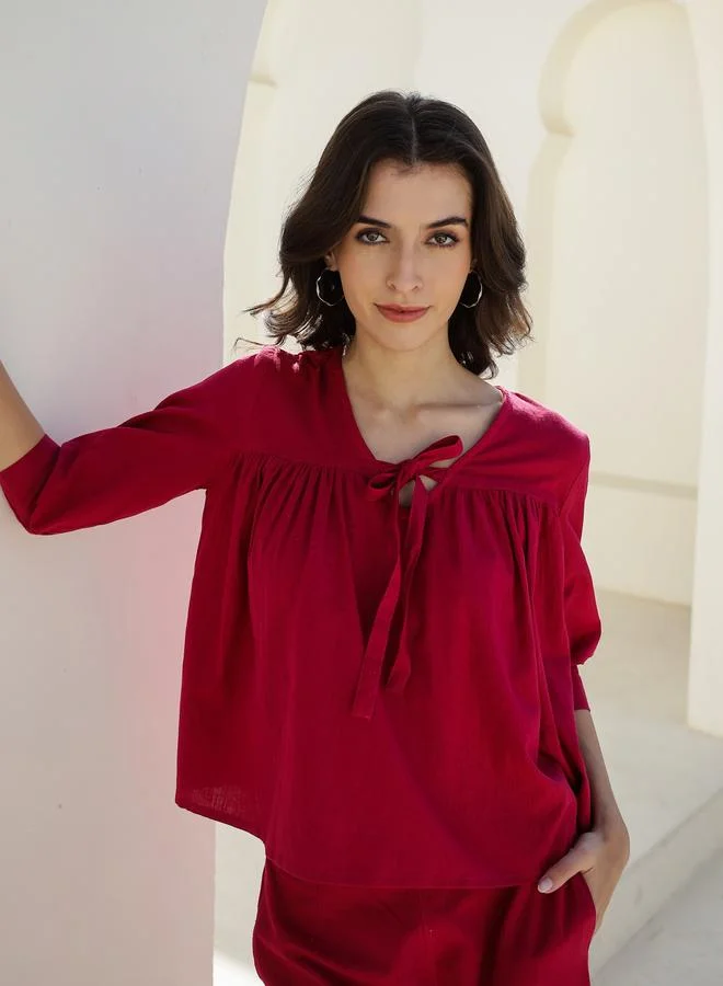 sanskrutihomes sanskrutihomes Solid Square Neck Cotton Top and Trouser Co-Ords