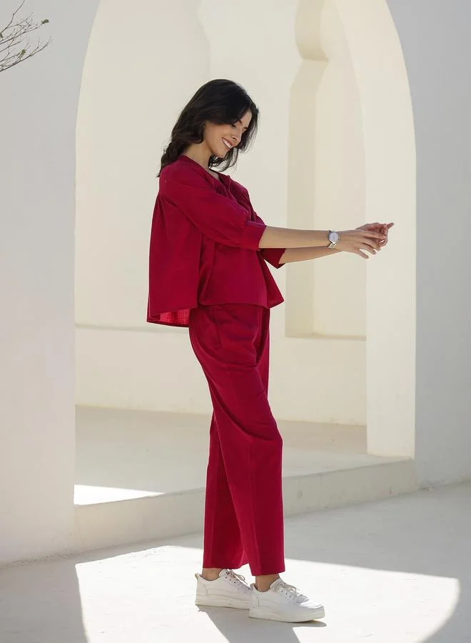 sanskrutihomes sanskrutihomes Solid Square Neck Cotton Top and Trouser Co-Ords