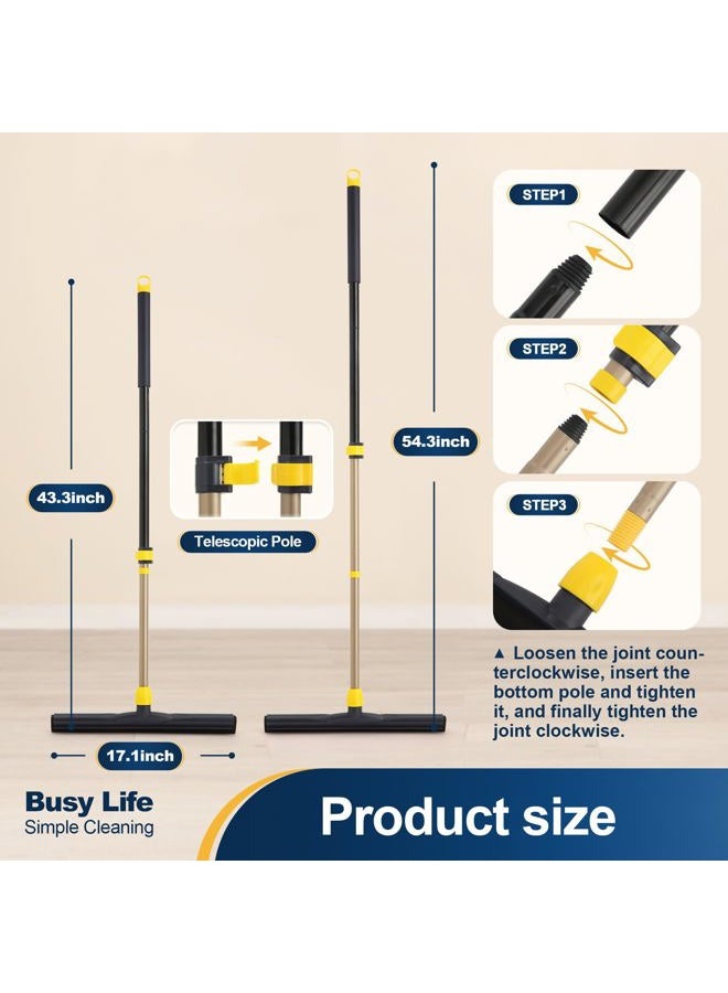YOCADA Floor Squeegee Scrubber 140cm Long Adjustable Telescopic Heavy Duty Household Broom Perfect for Garage Courtyard Shower Bathroom Pet Hair Fur Floor Marble Glass Tile Water Foam Cleaning - Image 3