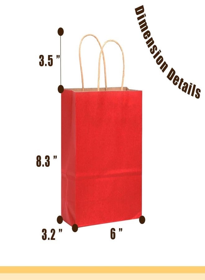 Amit Marketing Small Paper Bag with Handles - 6X3.15X8.25 Inch I Kraft Paper Bags I for Return Gifts, Wedding, Birthday, Party Favours, Shopping, Retail, Grocery, Craft & Business Use (Red, Set of 20) - Image 2