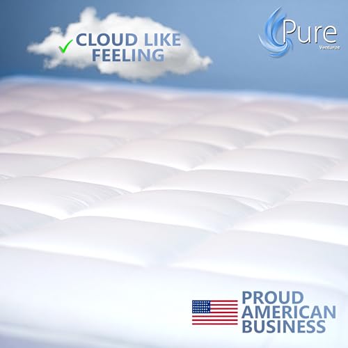 Pure Brands Queen Mattress Topper and Pad Cover Extra Thick Luxury Down Alternative Pillow Top Cooling Bed Topper Ultra Plush and Hypoallergenic Mattress Protector 18 Inch Deep Pocket - Image 4
