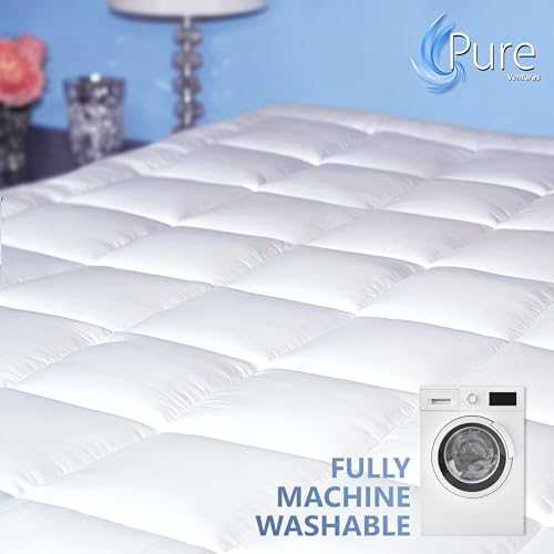 Pure Brands Queen Mattress Topper and Pad Cover Extra Thick Luxury Down Alternative Pillow Top Cooling Bed Topper Ultra Plush and Hypoallergenic Mattress Protector 18 Inch Deep Pocket - Image 5