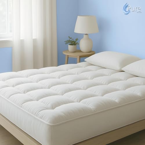 Pure Brands Queen Mattress Topper and Pad Cover Extra Thick Luxury Down Alternative Pillow Top Cooling Bed Topper Ultra Plush and Hypoallergenic Mattress Protector 18 Inch Deep Pocket - Image 2