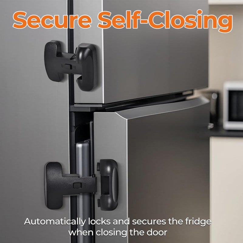 YCTMALL Refrigerator Fridge Door Lock for Kids Child Safety Locks for Doors Freezer Door Lock Easy to Install Keep Door Closed Child Proof RefrigeratorFreezer Door Lock 1 pack Black - Image 4