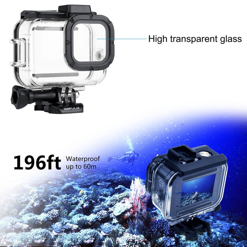GEPULY Waterproof Case with Dive Filters for GoPro Hero 13 12 11 10 9 Black, 60M Underwater Protective Dive Housing Case with Red, Snorkel, Magenta, 5X Close-up Macro Filters - Image 2
