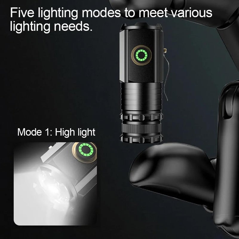 ShopComfort Strong Rechargeable LongRange Portable Mini Flashlight Super Bright P35 Fixed Focus with Strong Magnetic Outdoor MultiFunction Clip Cap Light 1600 Lumens  - Image 5