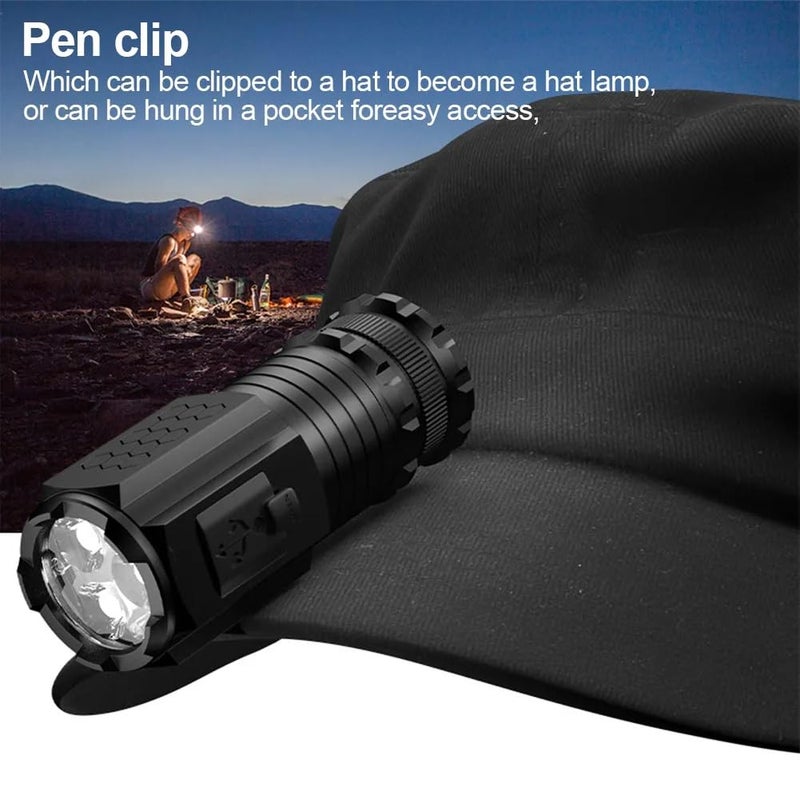 ShopComfort Strong Rechargeable LongRange Portable Mini Flashlight Super Bright P35 Fixed Focus with Strong Magnetic Outdoor MultiFunction Clip Cap Light 1600 Lumens  - Image 4