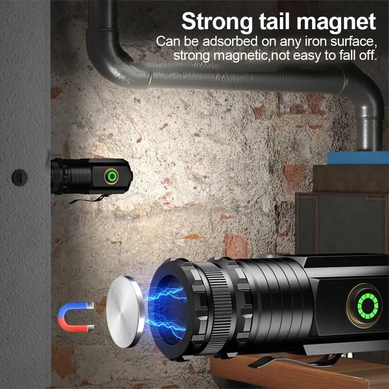 ShopComfort Strong Rechargeable LongRange Portable Mini Flashlight Super Bright P35 Fixed Focus with Strong Magnetic Outdoor MultiFunction Clip Cap Light 1600 Lumens  - Image 3