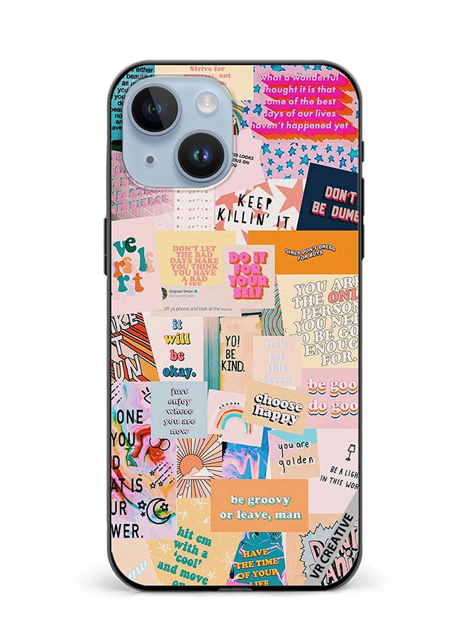 VR CREATIVE Protective Case Cover For Apple iPhone 15 Plus Multiple Quotes Design Multicolour - Image 1