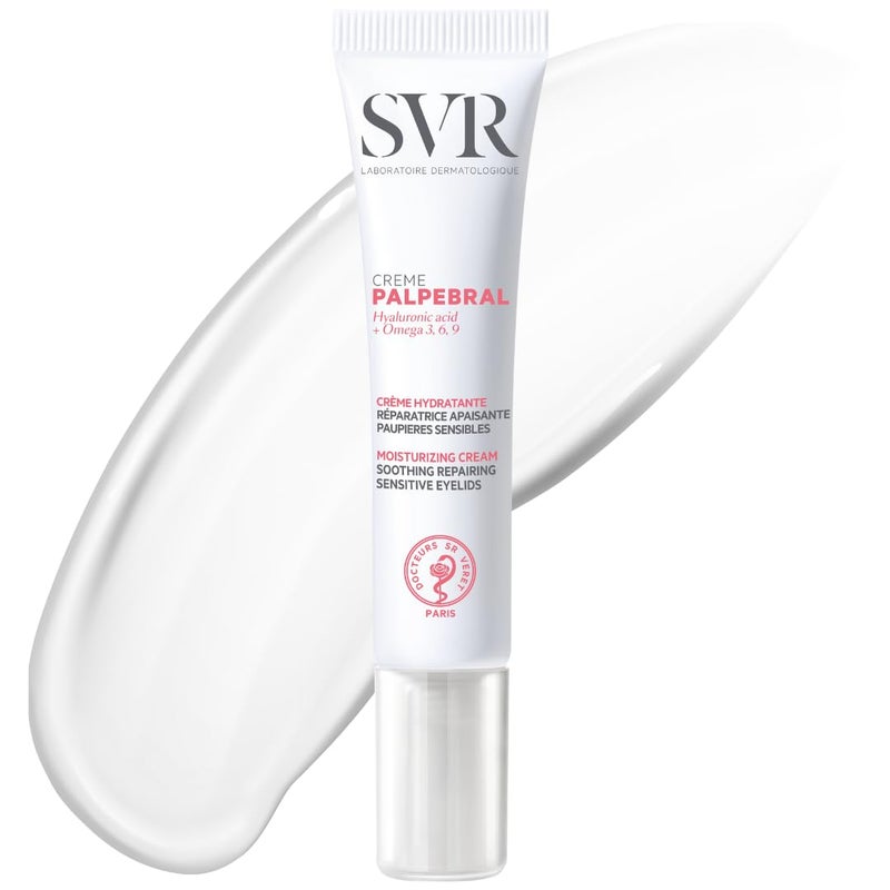 SVR SVR Palpebral Eyelid Cream. Hyaluronic Acid & Shea Butter Ultra-Soothing Cream for Extremely Dry, Itchy & Sensitive Skin Prone to Irritations. Steroid-free, Fragrance-free Formula, 0.5 fl.oz