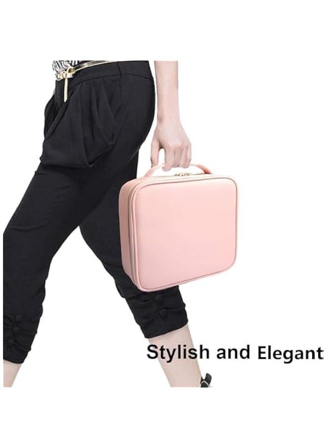 MIXDE - Travel Makeup Case, PU Leather Portable Organizer Makeup Train Case Makeup Bag Cosmetic Case with Adjustable Dividers for Cosmetics Makeup Brushes Women - Image 1