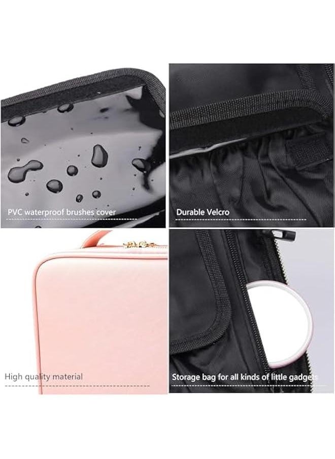 MIXDE - Travel Makeup Case, PU Leather Portable Organizer Makeup Train Case Makeup Bag Cosmetic Case with Adjustable Dividers for Cosmetics Makeup Brushes Women - Image 1